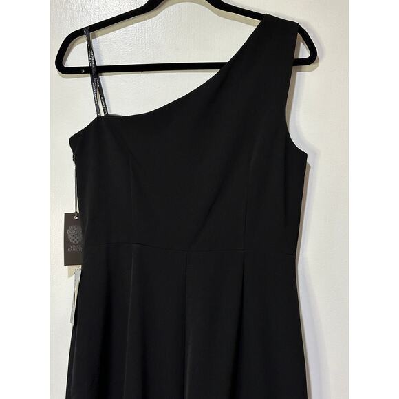 Vince Camuto Ruffle Detail One-Shoulder High-Low Gown Black Size 12 NWT Elegant - Picture 11 of 14